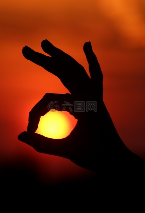 太阳,手,手指