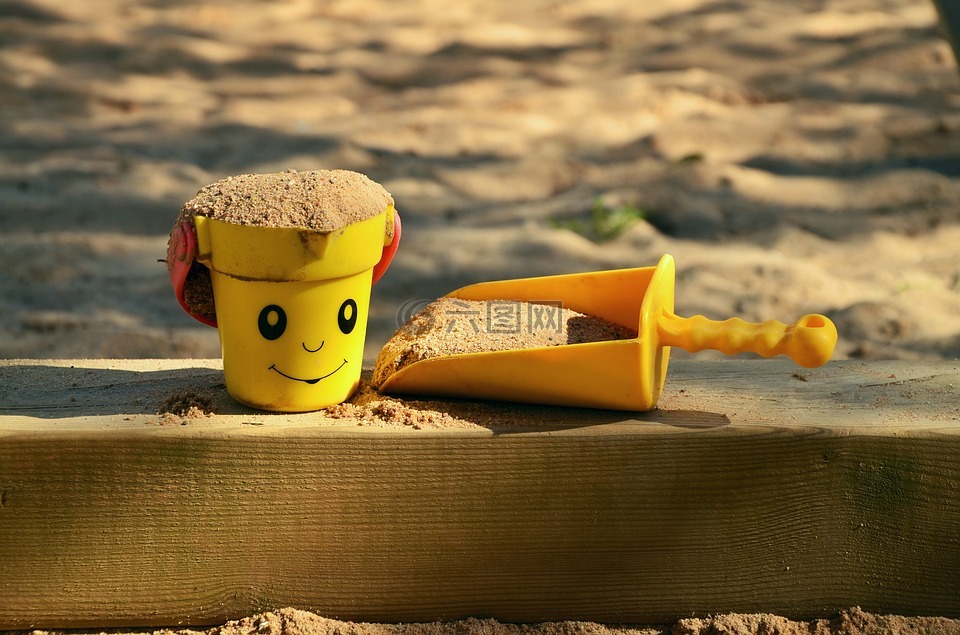 砂坑,儿童游乐场,沙