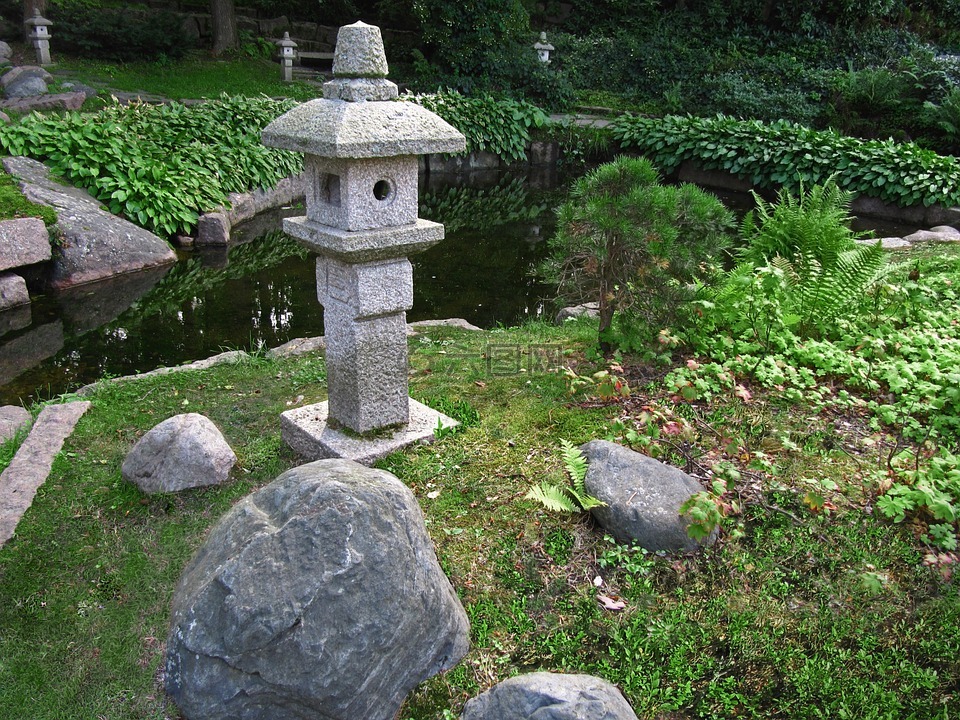 日本花园,石灯笼,公园