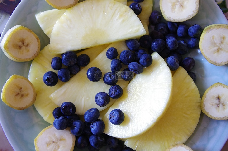 香蕉,蓝莓,食品摄影