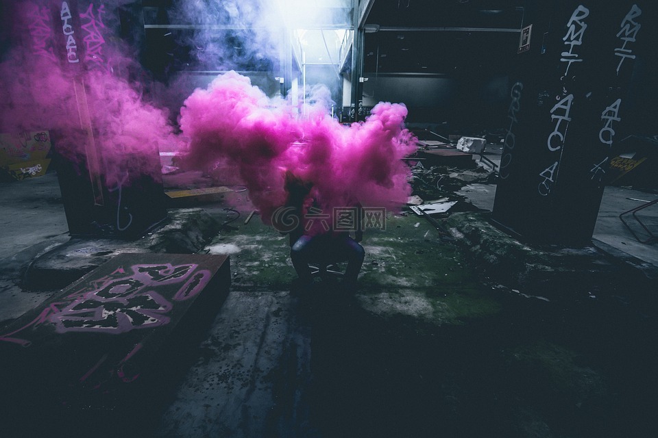 烟,粉红色,涂鸦