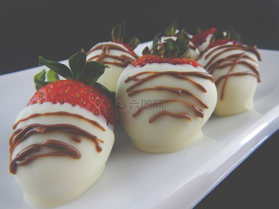 草莓,巧克力,甜点