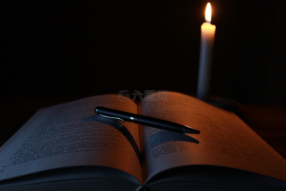 蜡烛,书,老