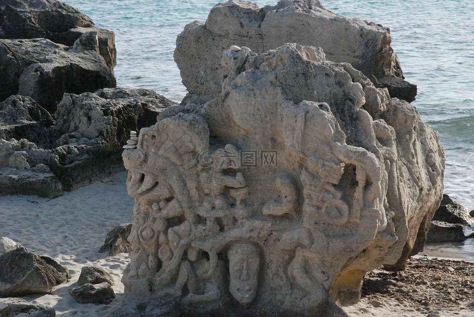 岩石艺术,伊维萨岛,海滩