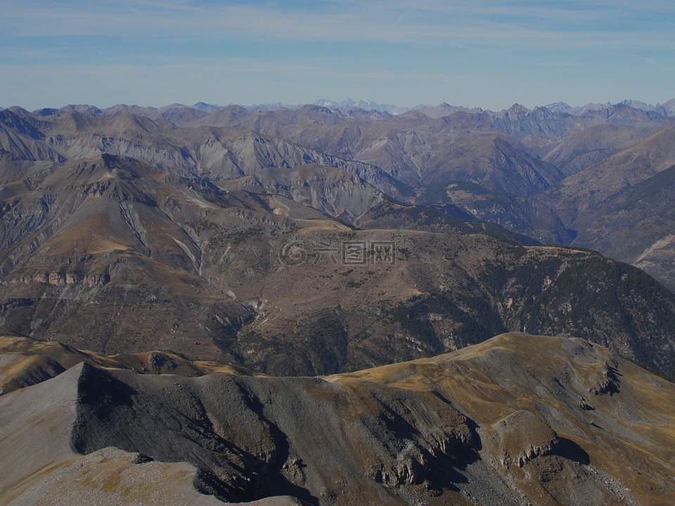 岳,mercantour 视图,自 mont mounier
