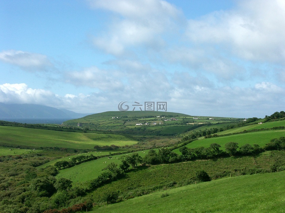 爱尔兰,草地,天空