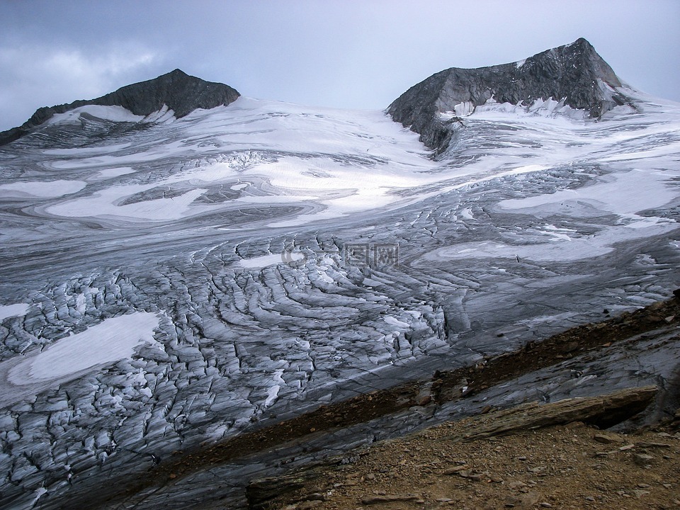 冰川,裂隙,高山