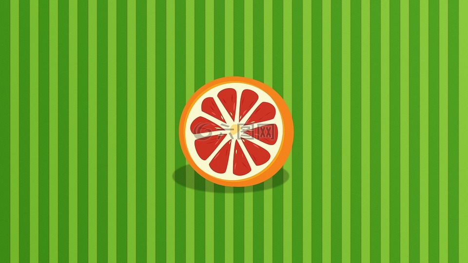 绿色,橙色,水果
