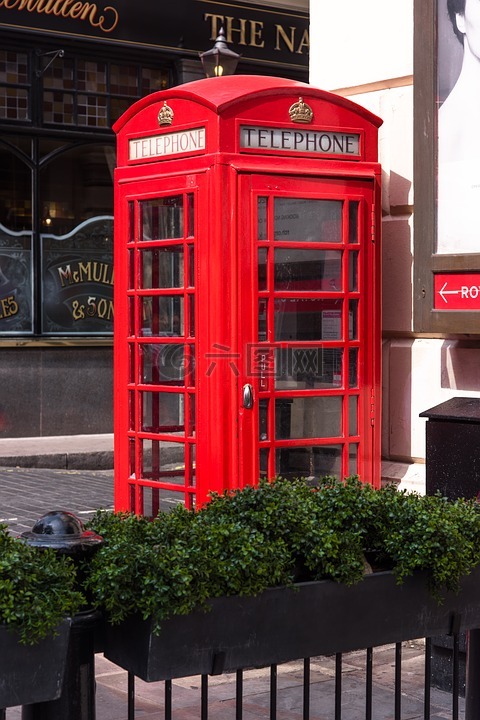伦敦,红色,红色电话亭