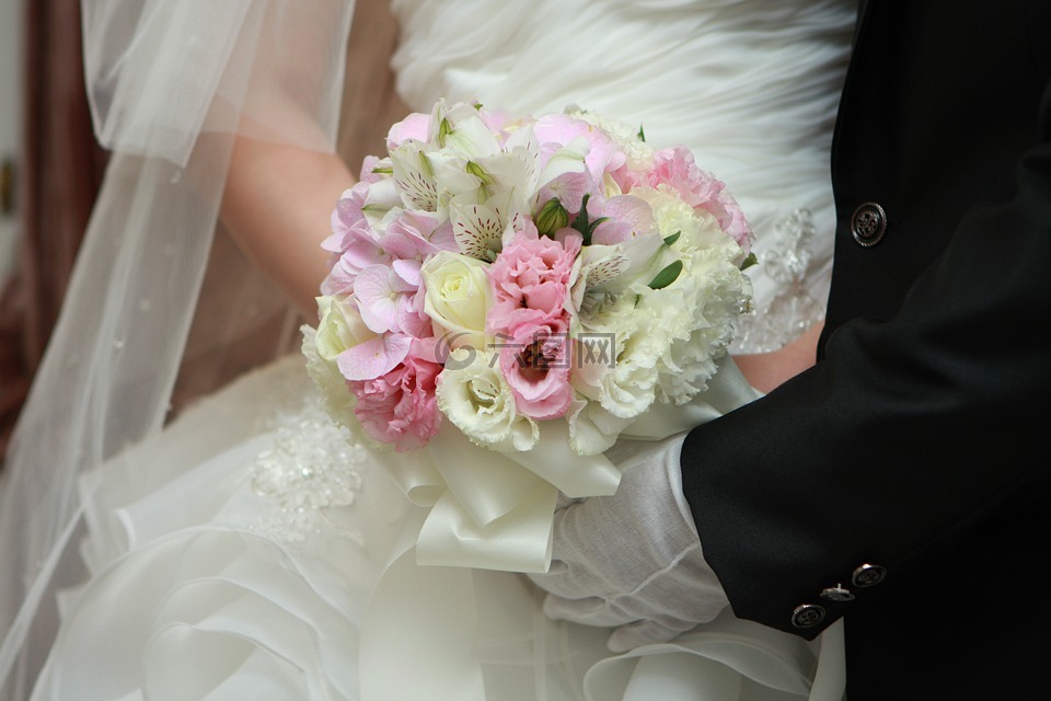 新娘,倌,花束de fleurs