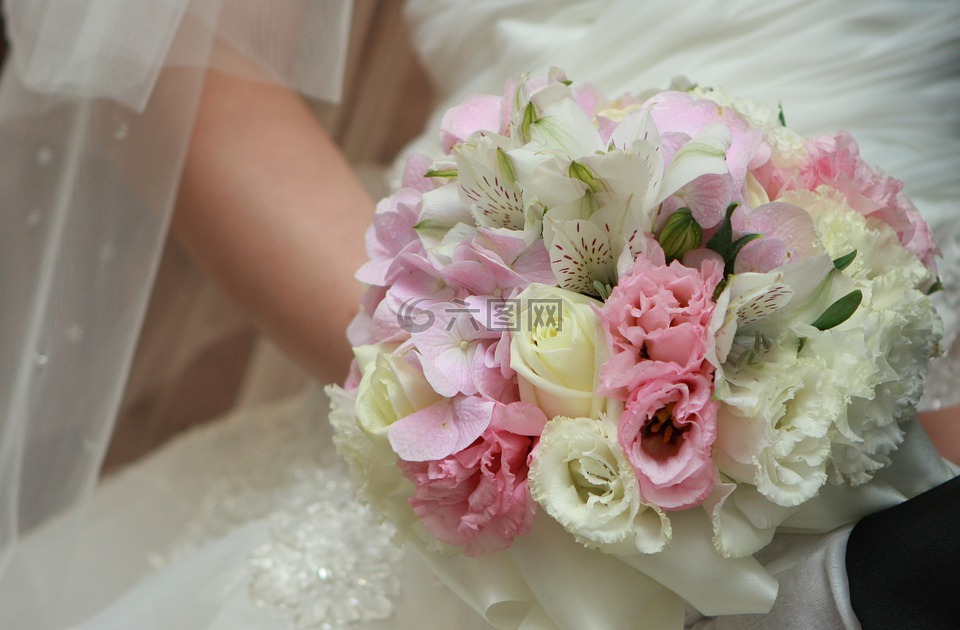 新娘,鲜花,花束de fleurs