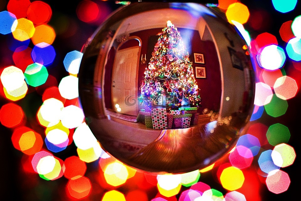 圣诞节,水晶球,圣诞树
