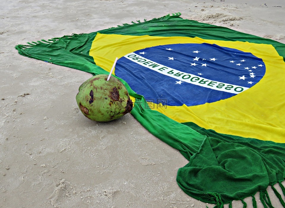 巴西,海滩,椰子水