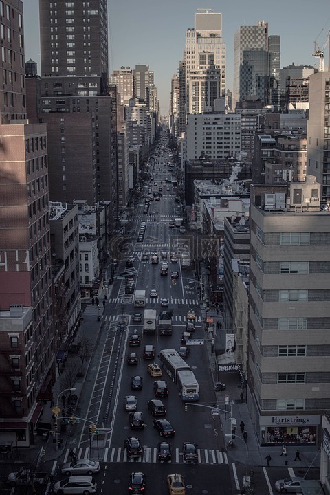 市街,空中的视图,空气