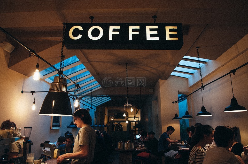 咖啡屋,店,咖啡