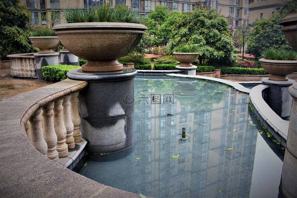 水喷泉,花园,中国