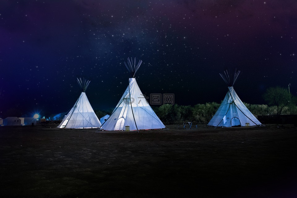 帐篷,夜晚的天空星星,自然