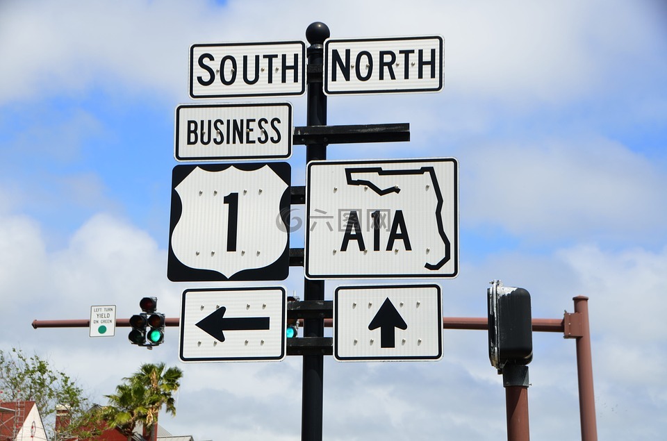 a1a 标志,路线,佛罗里达