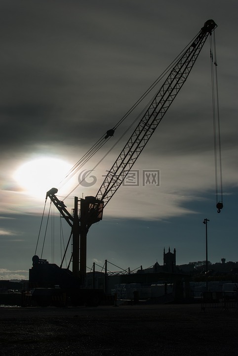 对着光,起重机,端口