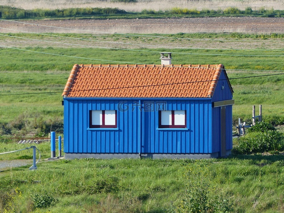 房子,蓝色,蓝色的房子