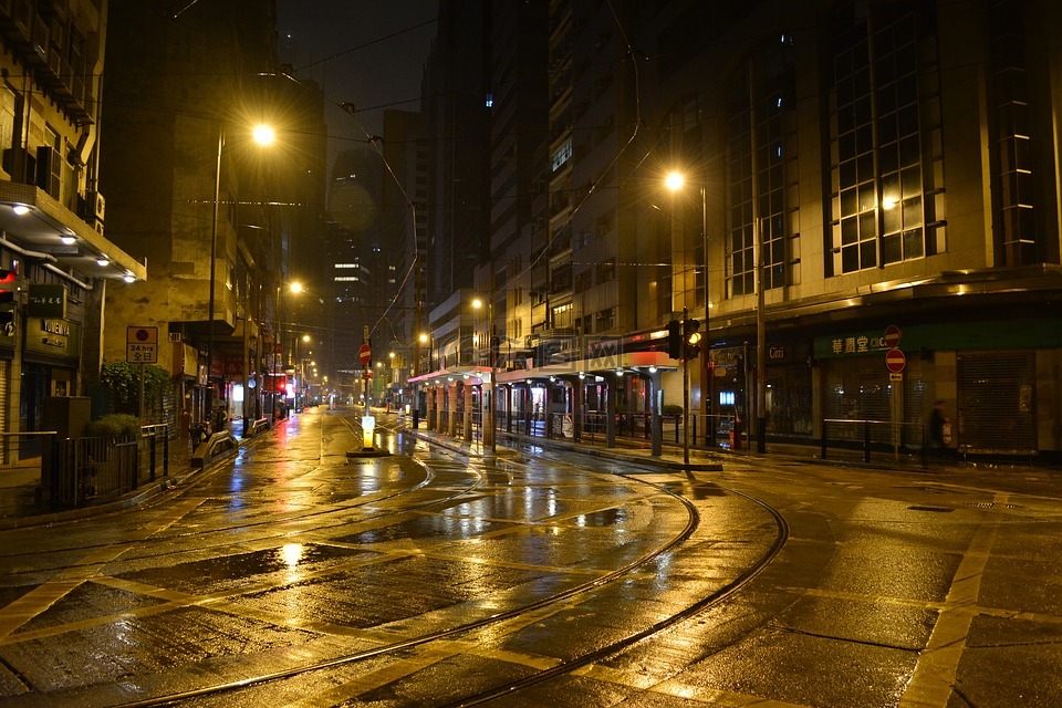 香港邮政,夜,晚