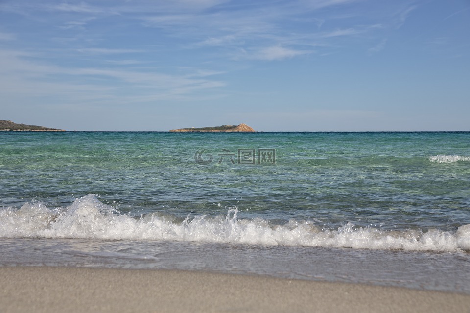 海滩,撒丁岛,水