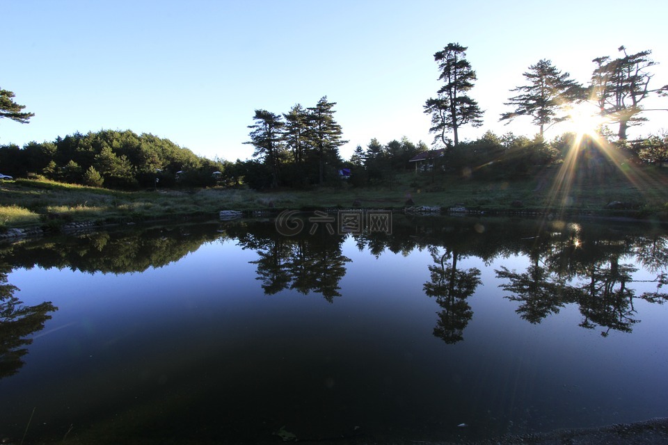 福壽山,日出之景,湖面倒映