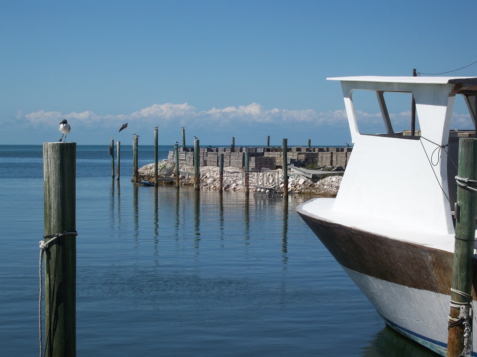 龙虾船,海港,钓鱼