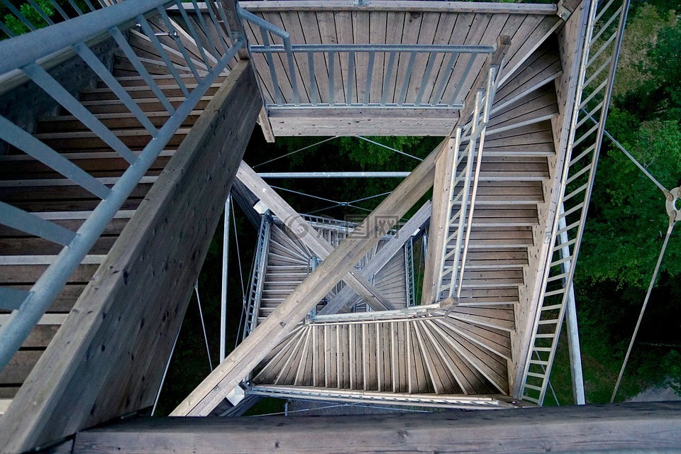 塔,阶梯,木制结构