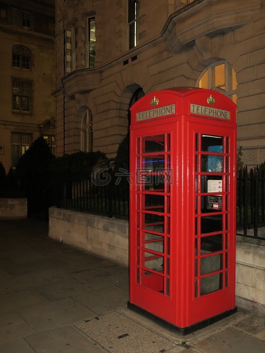 伦敦,公用电话亭,红色