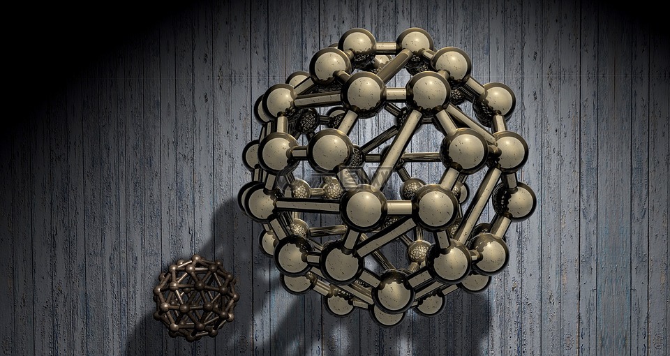 布基球,多面体,模型的原子