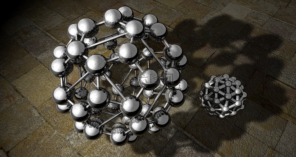 布基球,多面体,模型的原子