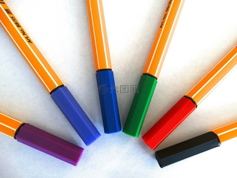 毡尖笔,彩色铅笔,颜色