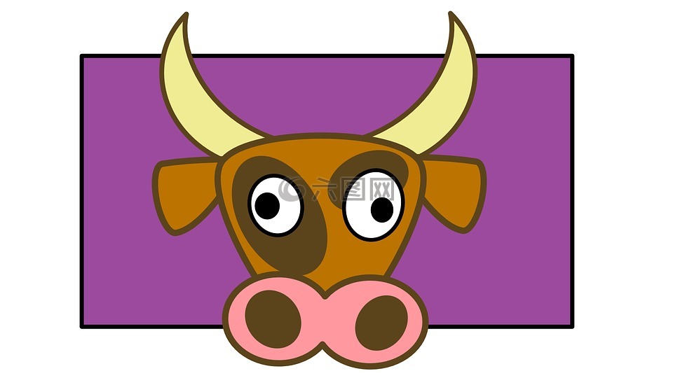 牛,紫罗兰色棕色,图形