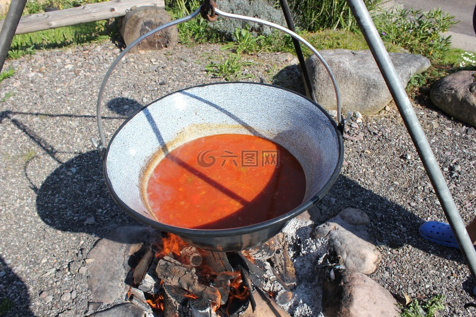 炖牛肉汤,壁炉,火