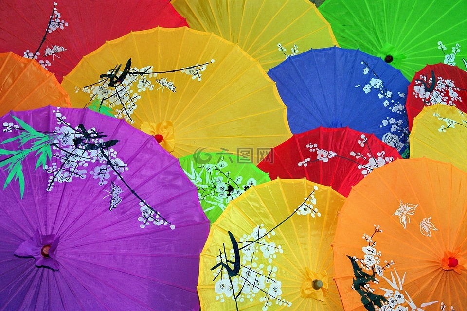 屏幕,中国,油纸伞