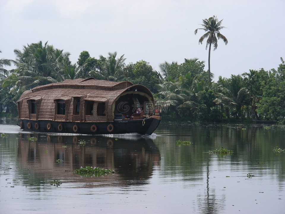 船屋,河,热带地区