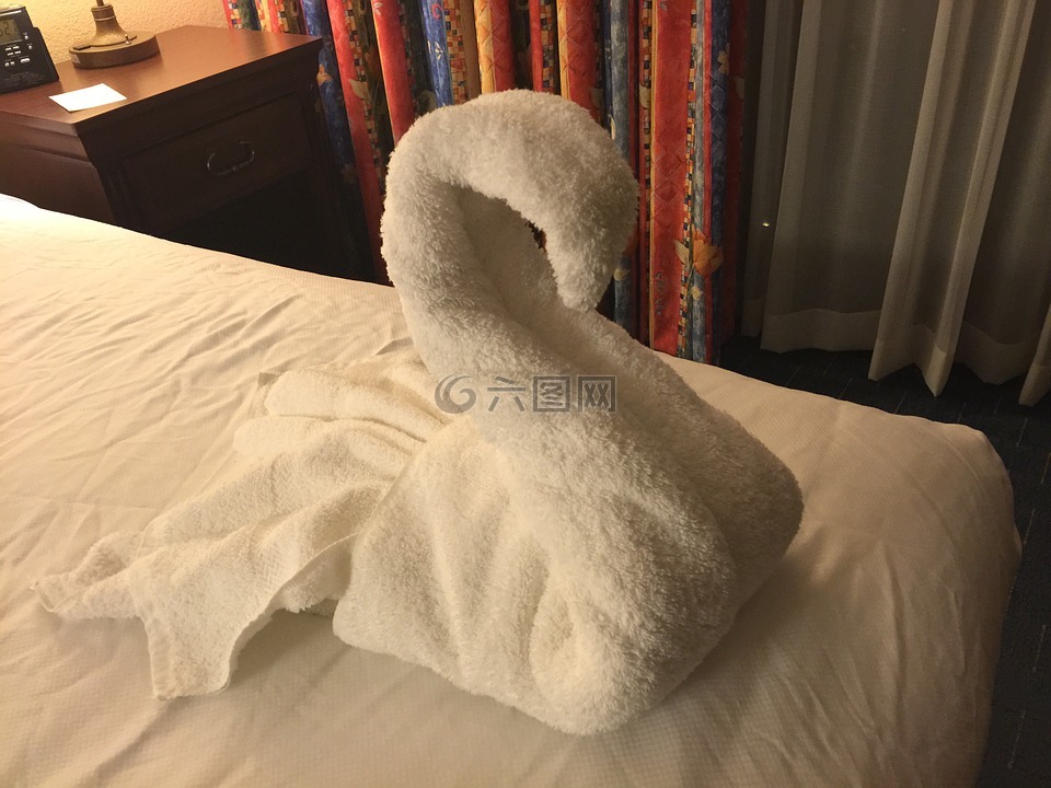 毛巾,天鹅,酒店