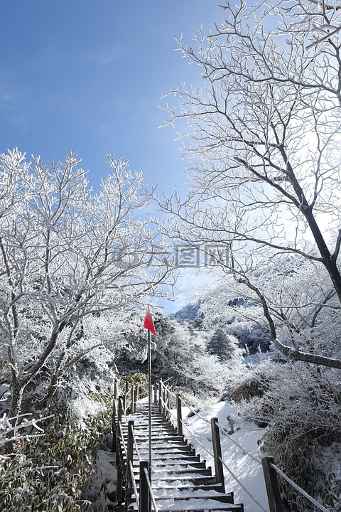 冬季,雪山,济州岛