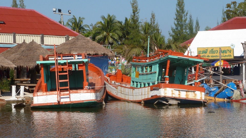 水上市场,泰国,船