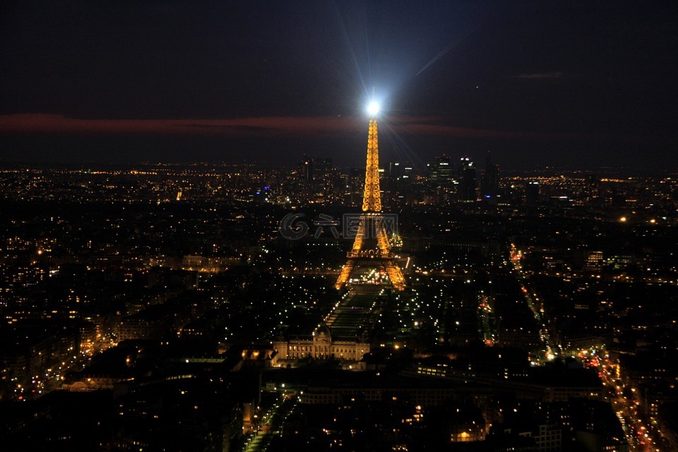 艾菲尔铁塔,夜,巴黎