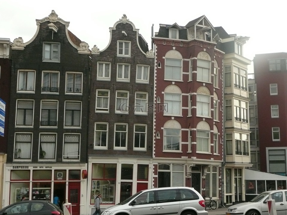 阿姆斯特丹,排房子,歪的房子