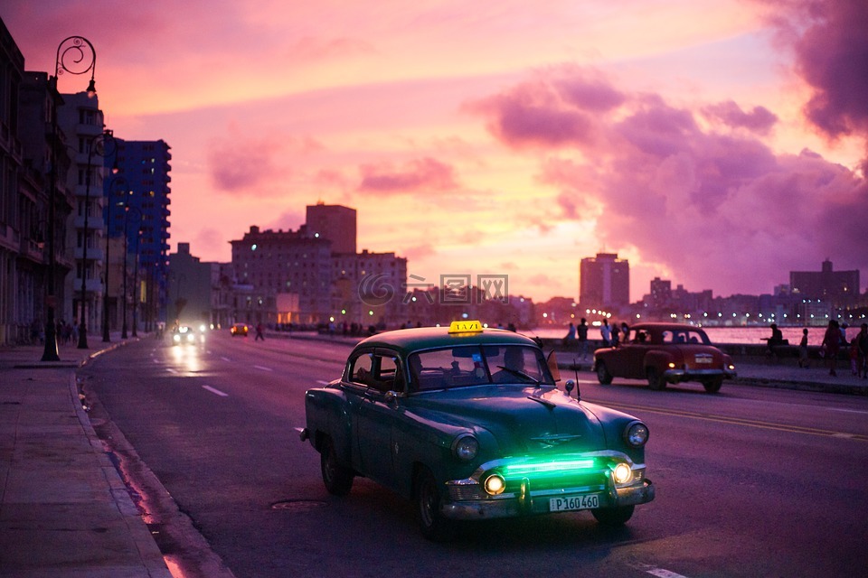 哈瓦那,车,夜