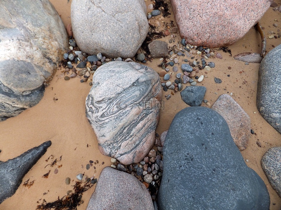 沙,岩,海