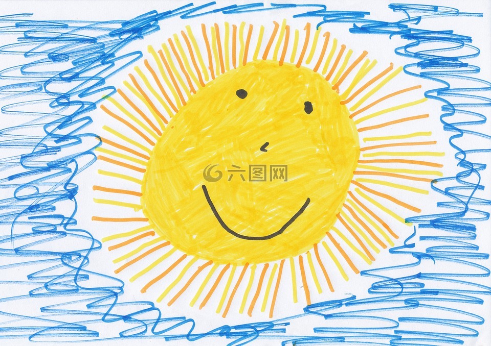 太阳,儿童绘画,图像