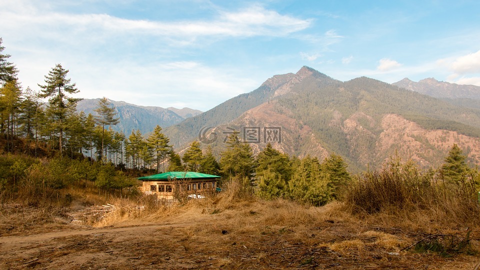 不丹,景观,山