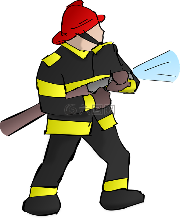 消防员,火,软管
