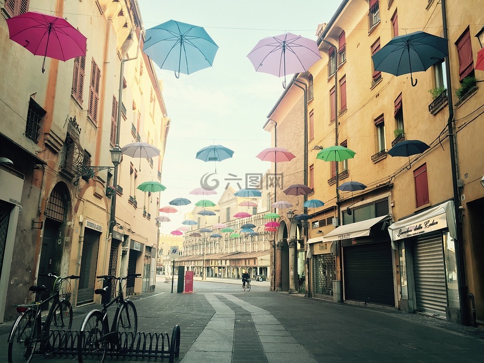 雨伞,艺术,城市街道