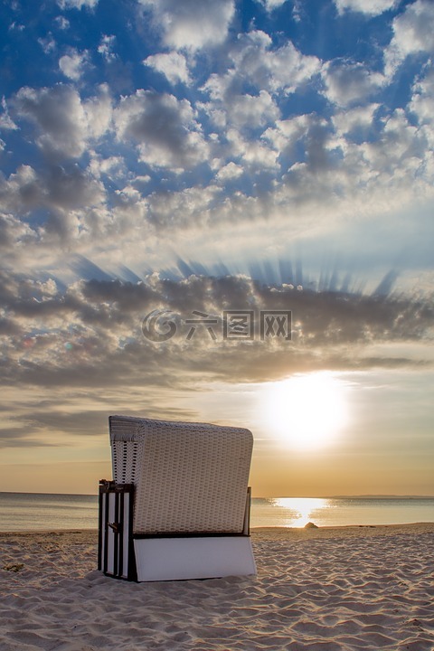 沙滩椅,或,岛