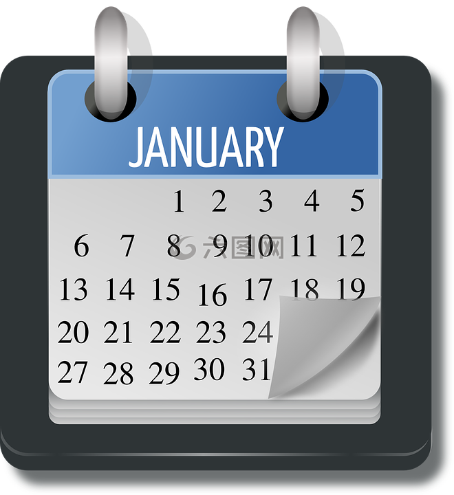 日历,1 月,一个月
